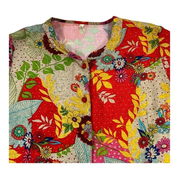 VINTAGE Korean Floral Patchwork Silk Blouse | M | Multicolor | Eclectic Boho - Picture 5 of 13